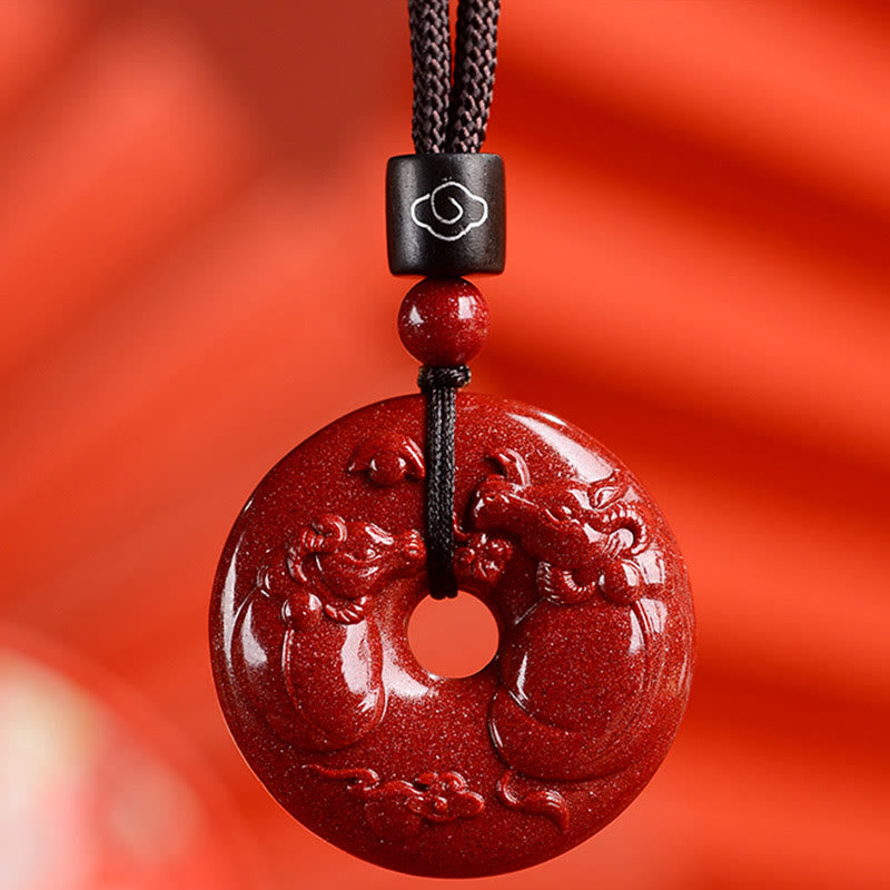 Collier avec Buddha Stones et signe du zodiaque chinois en cinabre - Bœuf - Moyen 32*9 mm - image 16
