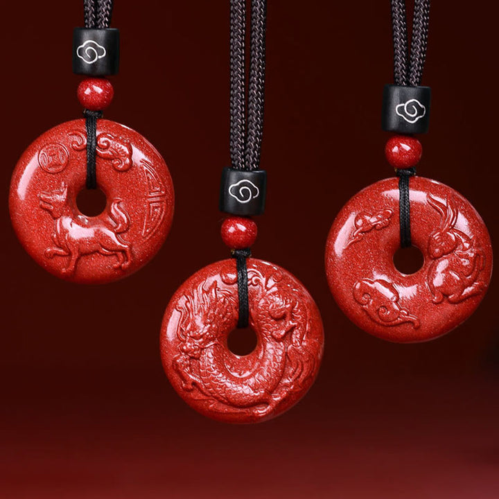 Collier avec Buddha Stones et signe du zodiaque chinois en cinabre - image 39