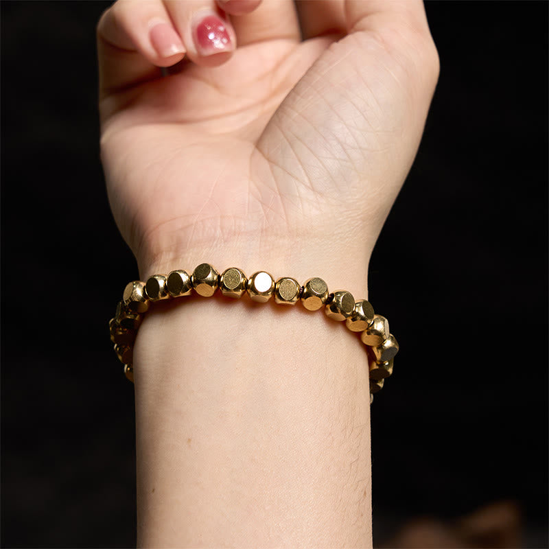 Bracelet de guérison en laiton et cuivre avec Buddha Stones et porte-bonheur - image 5