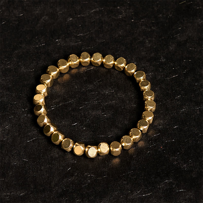 Bracelet de guérison en laiton et cuivre avec Buddha Stones et porte-bonheur - image 1
