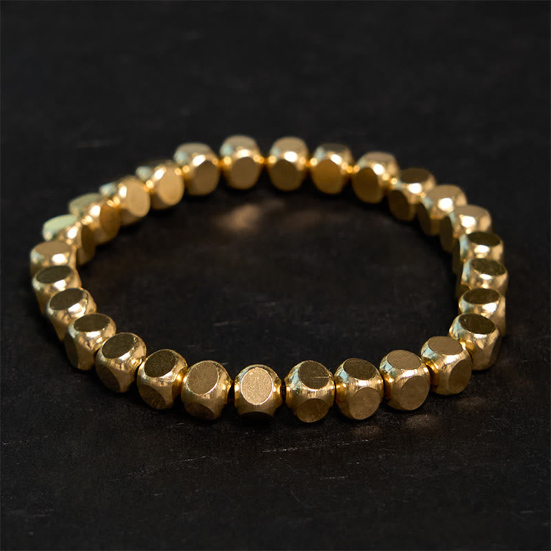 Bracelet de guérison en laiton et cuivre avec Buddha Stones et porte-bonheur - Laiton (Tour de poignet : 20-21 cm) - image 0