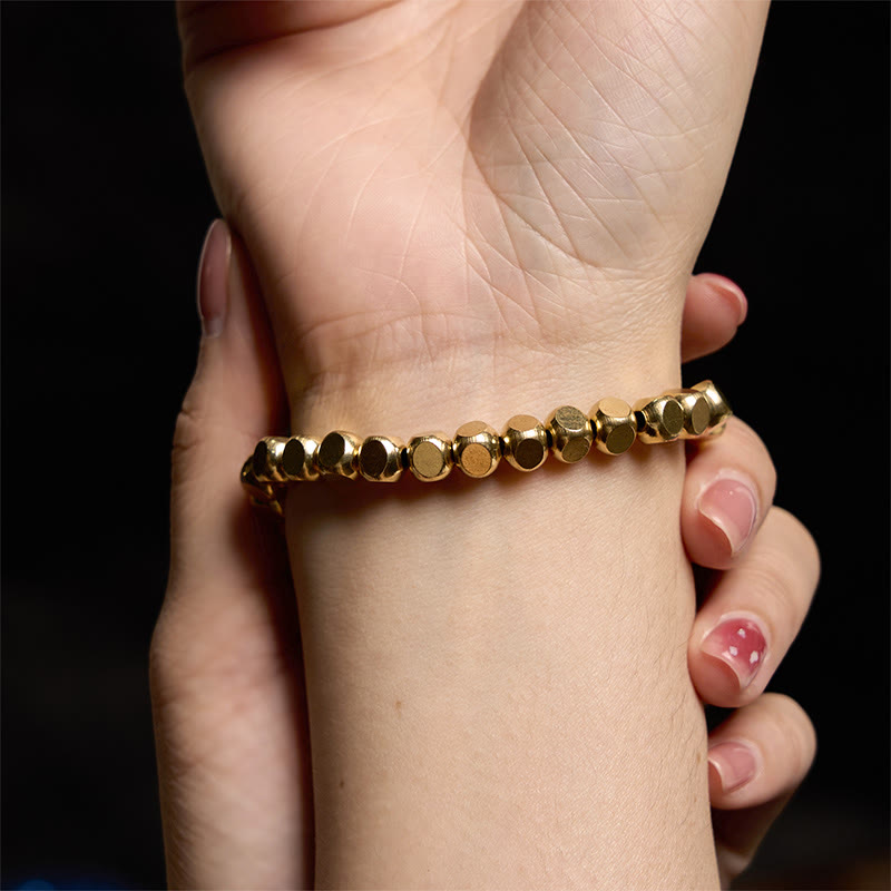 Bracelet de guérison en laiton et cuivre avec Buddha Stones et porte-bonheur - image 6