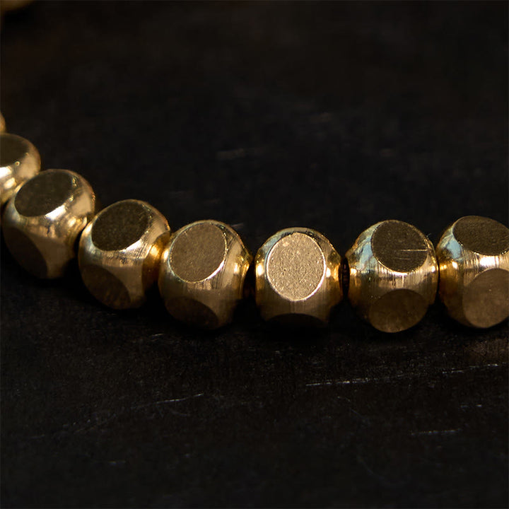 Bracelet de guérison en laiton et cuivre avec Buddha Stones et porte-bonheur - image 2