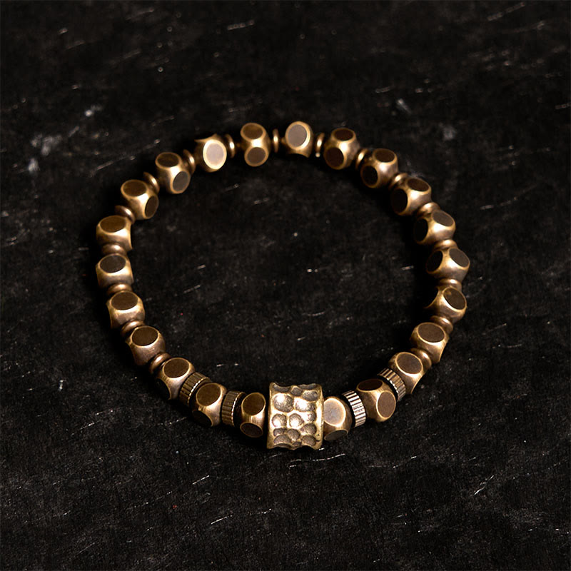 Bracelet d'équilibre en laiton et cuivre avec motif météorite et Buddha Stones - image 1