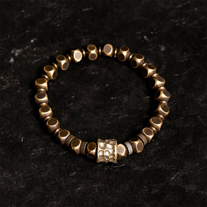 Bracelet d'équilibre en laiton et cuivre avec motif météorite et Buddha Stones - image 1