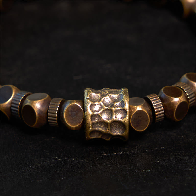 Bracelet d'équilibre en laiton et cuivre avec motif météorite et Buddha Stones - image 2
