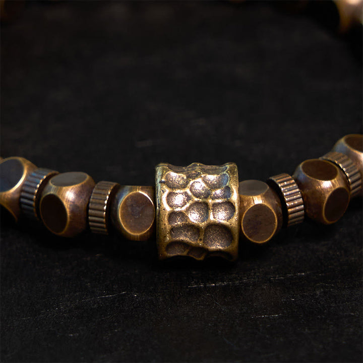 Bracelet d'équilibre en laiton et cuivre avec motif météorite et Buddha Stones - image 2