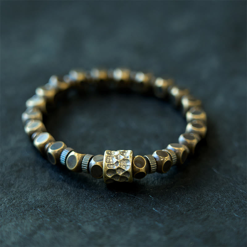 Bracelet d'équilibre en laiton et cuivre avec motif météorite et Buddha Stones - image 9