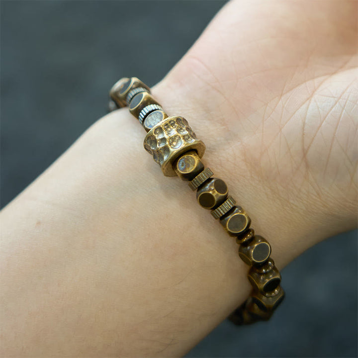 Bracelet d'équilibre en laiton et cuivre avec motif météorite et Buddha Stones - image 6
