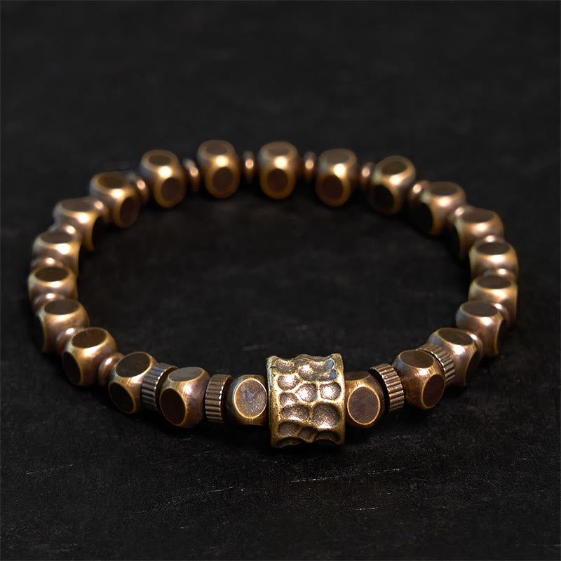 Bracelet d'équilibre en laiton et cuivre avec motif météorite et Buddha Stones - Laiton (Tour de poignet : 19-20 cm) - image 0