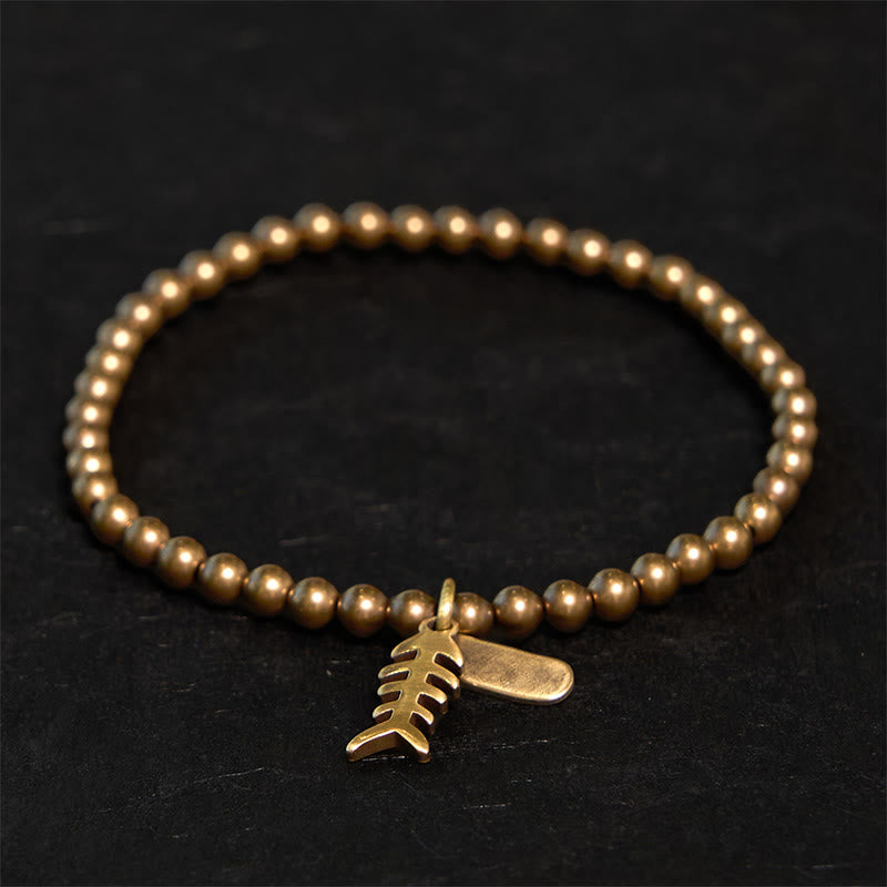 Bracelet de guérison en Buddha Stones, laiton et cuivre, en arêtes de poisson - Laiton (Tour de poignet : 20-21 cm) - image 0
