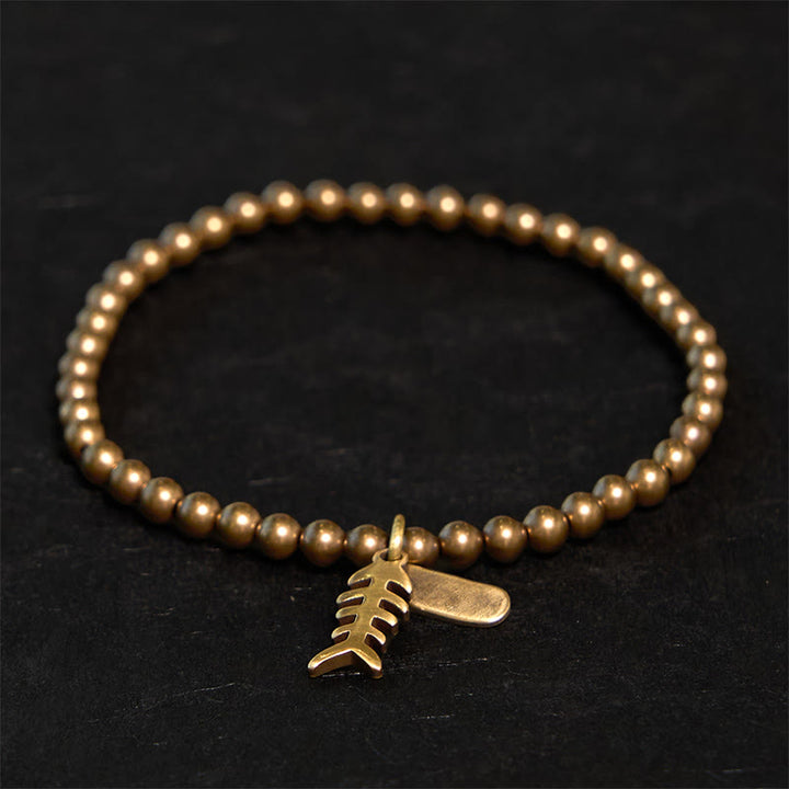 Bracelet de guérison en Buddha Stones, laiton et cuivre, en arêtes de poisson - Laiton (Tour de poignet : 20-21 cm) - image 0