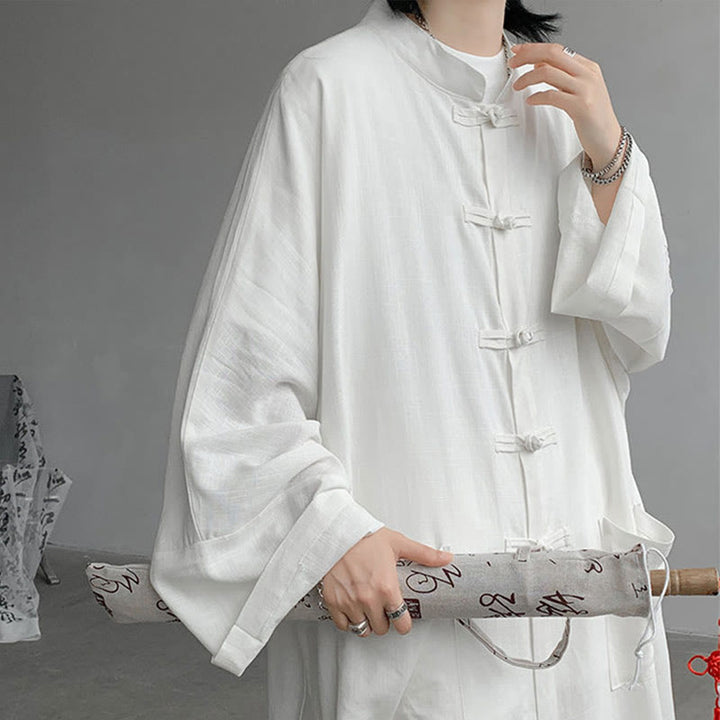 Ensemble de vêtements en coton zen à manches longues et boutons de grenouille pour homme, 2 pièces, motif Buddha Stones - image 10