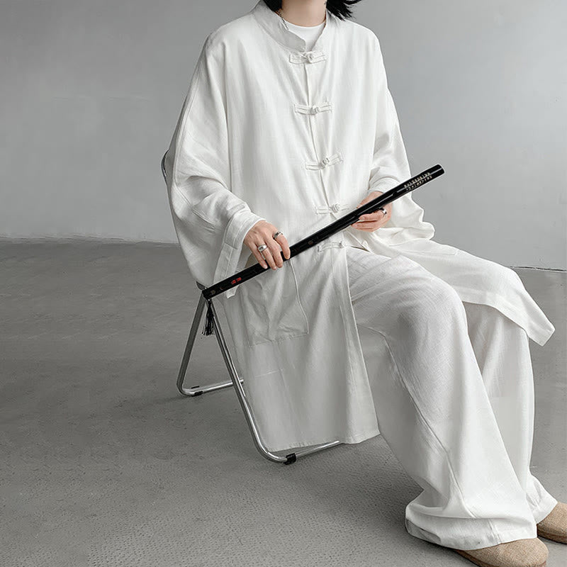 Ensemble de vêtements en coton zen à manches longues et boutons de grenouille pour homme, 2 pièces, motif Buddha Stones - image 8