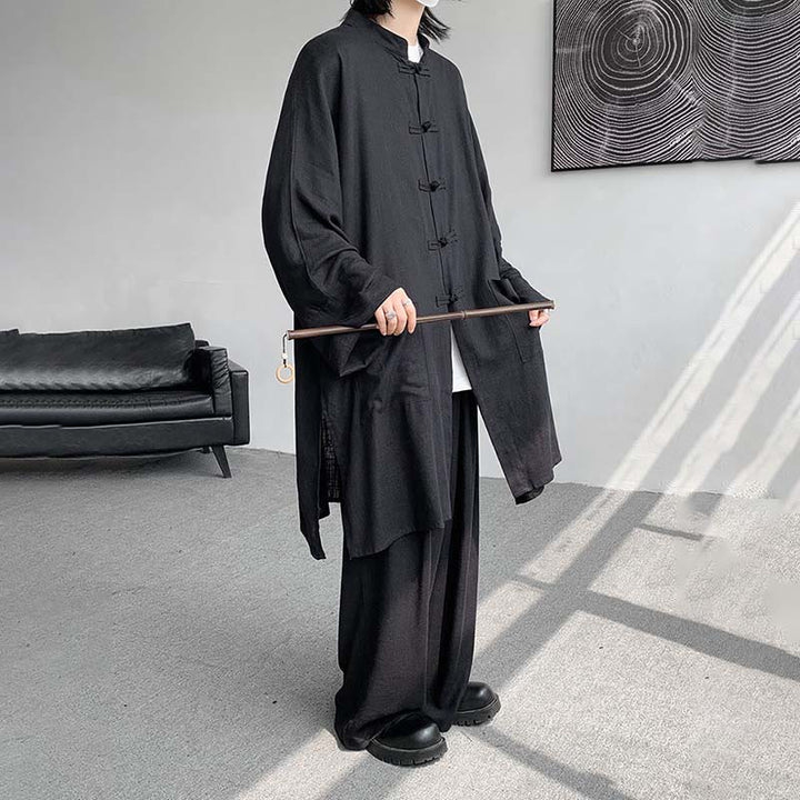 Ensemble de vêtements en coton zen à manches longues et boutons de grenouille pour homme, 2 pièces, motif Buddha Stones - image 23