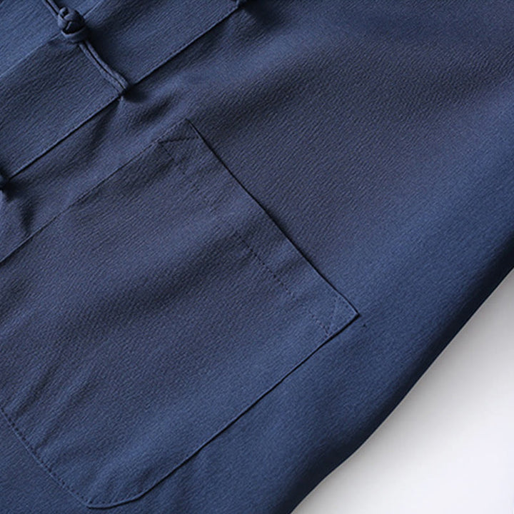 Ensemble de 2 Buddha Stones de costume Tang traditionnel à boutons de grenouille pour hommes, chemise à manches longues et pantalon - image 5