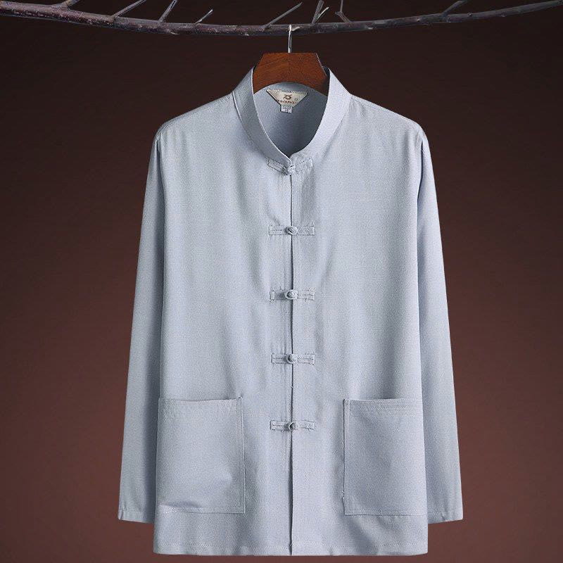 Ensemble chemise à manches longues et pantalon pour homme, 2 pièces, couleur unie, Buddha Stones de grenouille, style Tang - image 7
