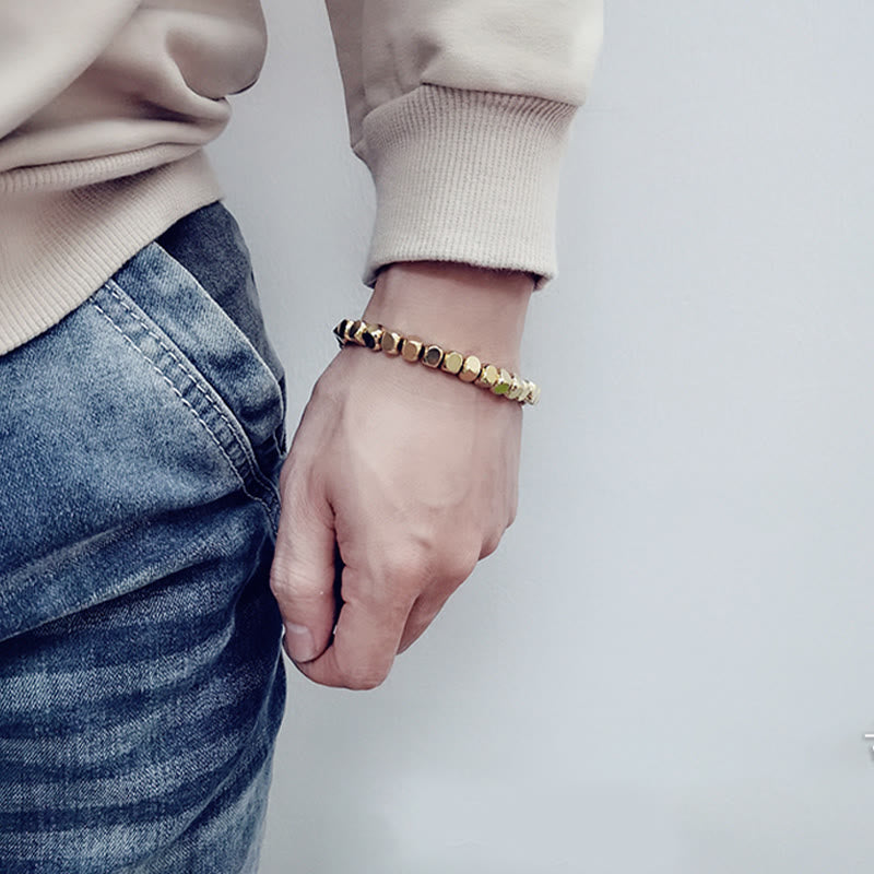 Bracelet de guérison en laiton et cuivre avec Buddha Stones et porte-bonheur - image 4