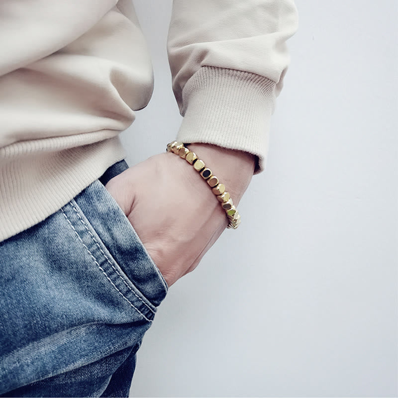 Bracelet de guérison en laiton et cuivre avec Buddha Stones et porte-bonheur - image 3