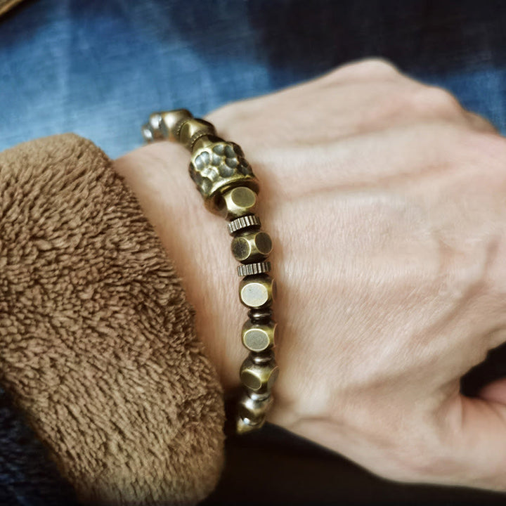 Bracelet d'équilibre en laiton et cuivre avec motif météorite et Buddha Stones - image 8
