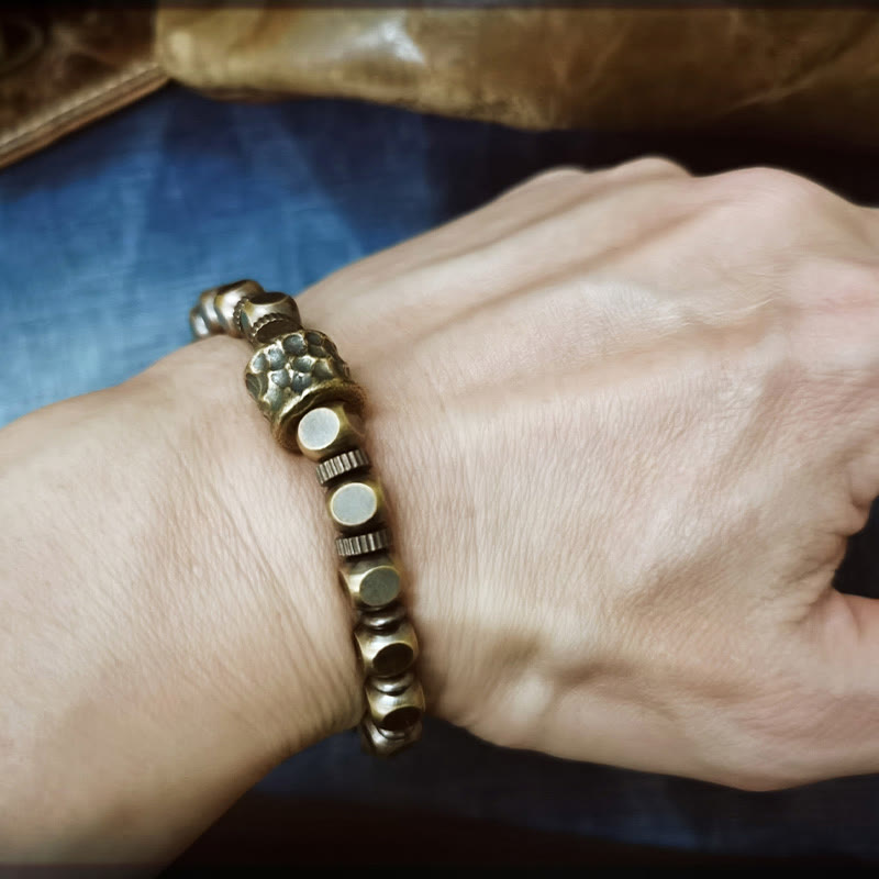 Bracelet d'équilibre en laiton et cuivre avec motif météorite et Buddha Stones - image 7