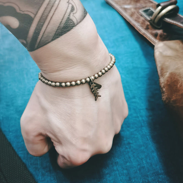 Bracelet de guérison en Buddha Stones, laiton et cuivre, en arêtes de poisson - image 4