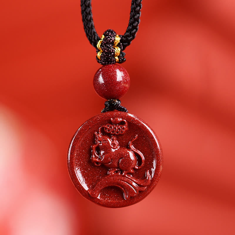 Buddha Stones Zodiaque chinois Cinabre Calme Téléphone Décoration à suspendre Porte-clés Collier Pendentif