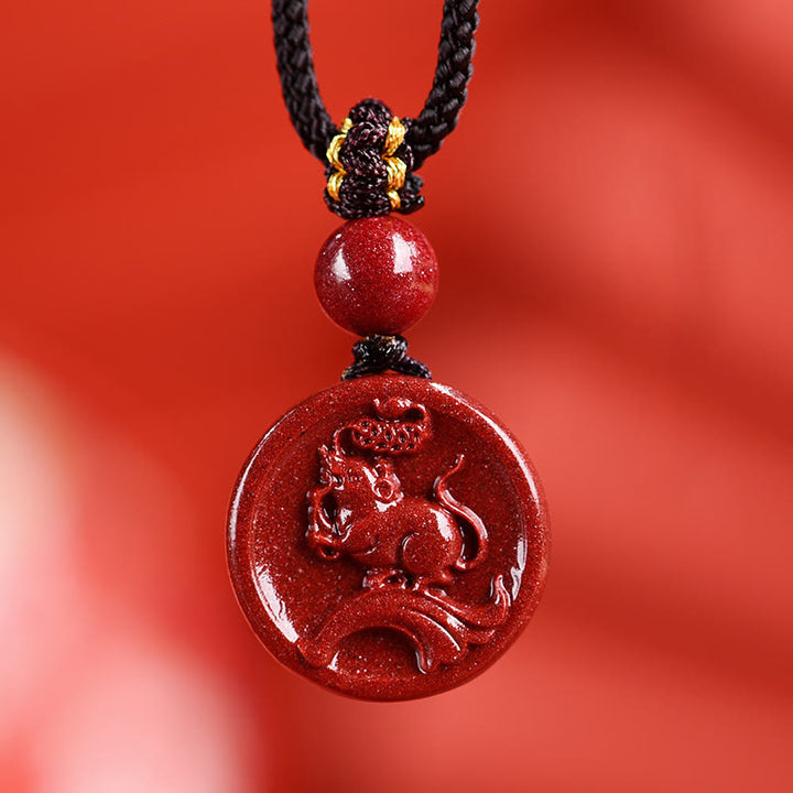 Buddha Stones Zodiaque chinois Cinabre Calme Téléphone Décoration à suspendre Porte-clés Collier Pendentif