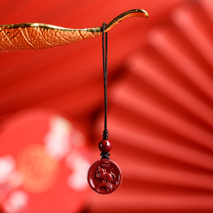 Buddha Stones Zodiaque chinois Cinabre Calme Téléphone Décoration à suspendre Porte-clés Collier Pendentif
