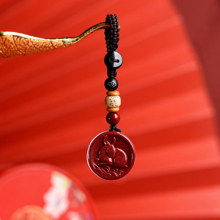Buddha Stones Zodiaque chinois Cinabre Calme Téléphone Décoration à suspendre Porte-clés Collier Pendentif