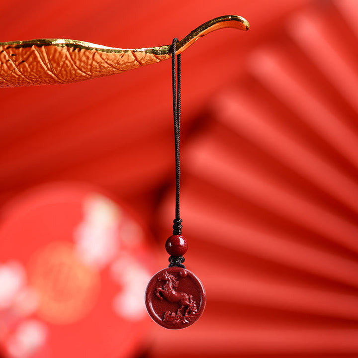 Buddha Stones Zodiaque chinois Cinabre Calme Téléphone Décoration à suspendre Porte-clés Collier Pendentif
