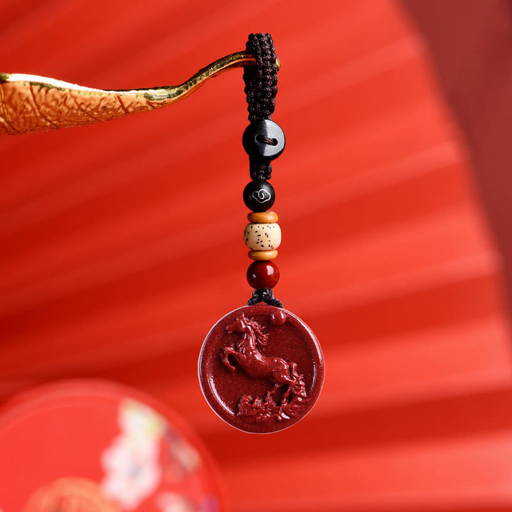 Buddha Stones Zodiaque chinois Cinabre Calme Téléphone Décoration à suspendre Porte-clés Collier Pendentif