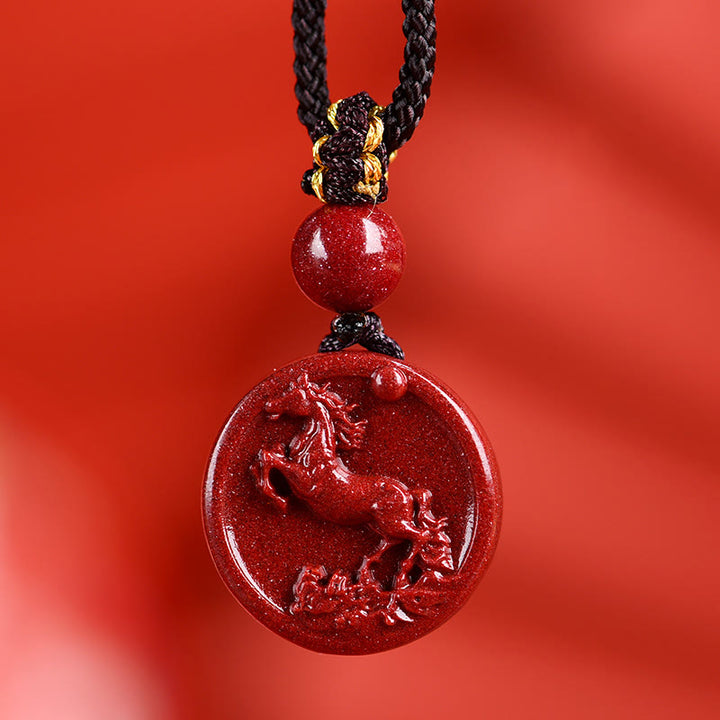 Buddha Stones Zodiaque chinois Cinabre Calme Téléphone Décoration à suspendre Porte-clés Collier Pendentif