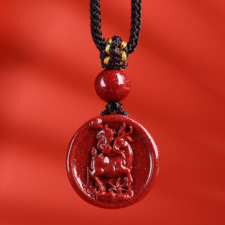 Buddha Stones Zodiaque chinois Cinabre Calme Téléphone Décoration à suspendre Porte-clés Collier Pendentif