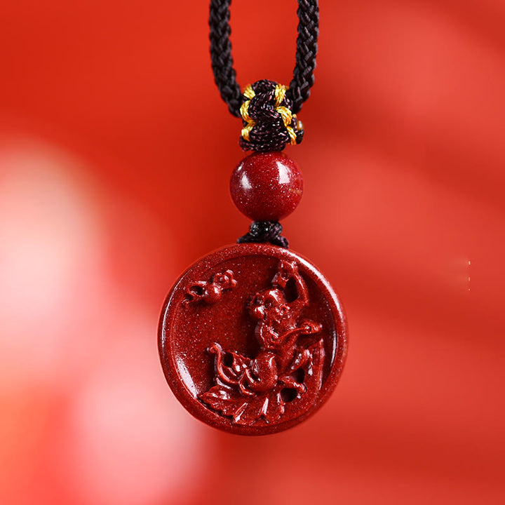 Buddha Stones Zodiaque chinois Cinabre Calme Téléphone Décoration à suspendre Porte-clés Collier Pendentif