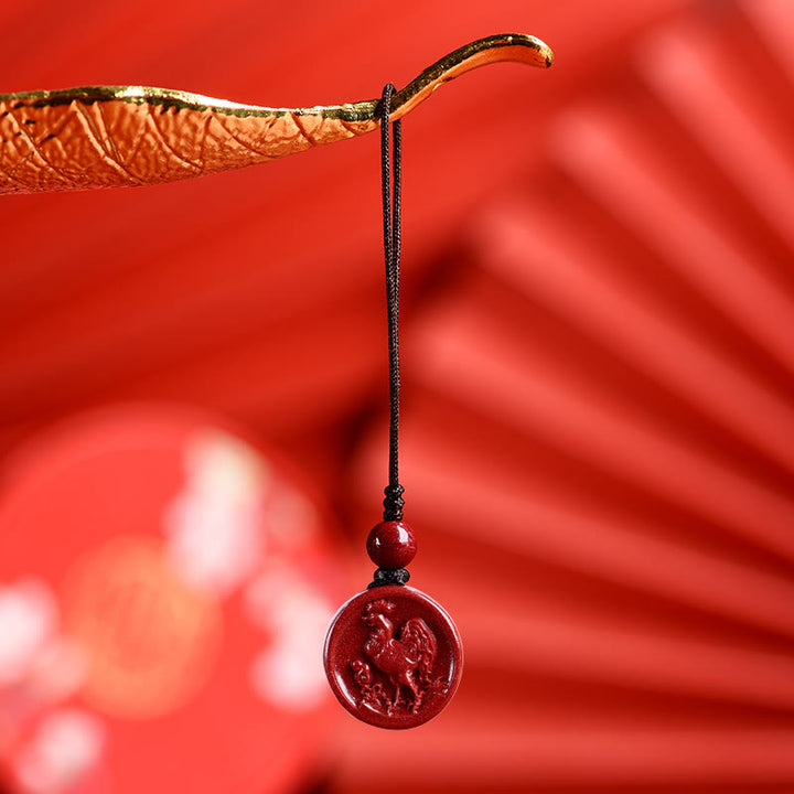 Buddha Stones Zodiaque chinois Cinabre Calme Téléphone Décoration à suspendre Porte-clés Collier Pendentif