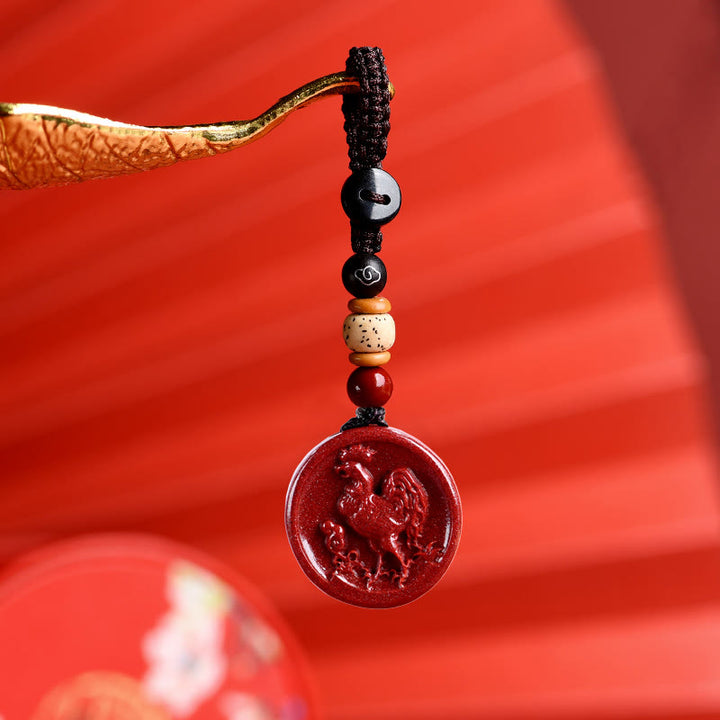 Buddha Stones Zodiaque chinois Cinabre Calme Téléphone Décoration à suspendre Porte-clés Collier Pendentif