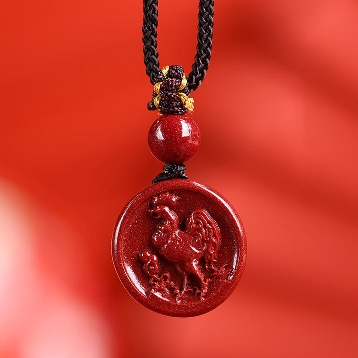 Buddha Stones Zodiaque chinois Cinabre Calme Téléphone Décoration à suspendre Porte-clés Collier Pendentif