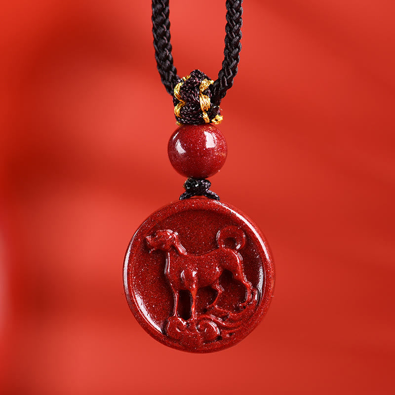 Buddha Stones Zodiaque chinois Cinabre Calme Téléphone Décoration à suspendre Porte-clés Collier Pendentif