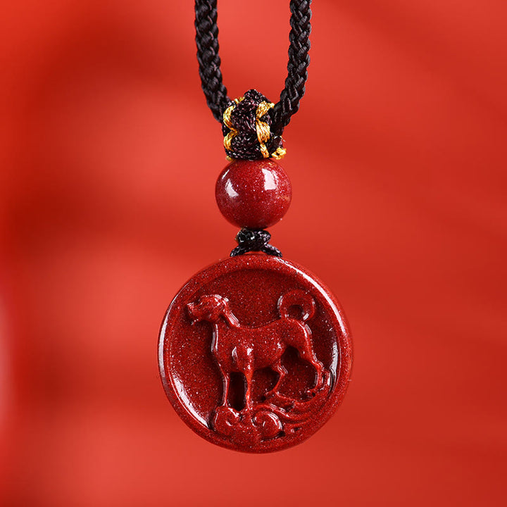 Buddha Stones Zodiaque chinois Cinabre Calme Téléphone Décoration à suspendre Porte-clés Collier Pendentif