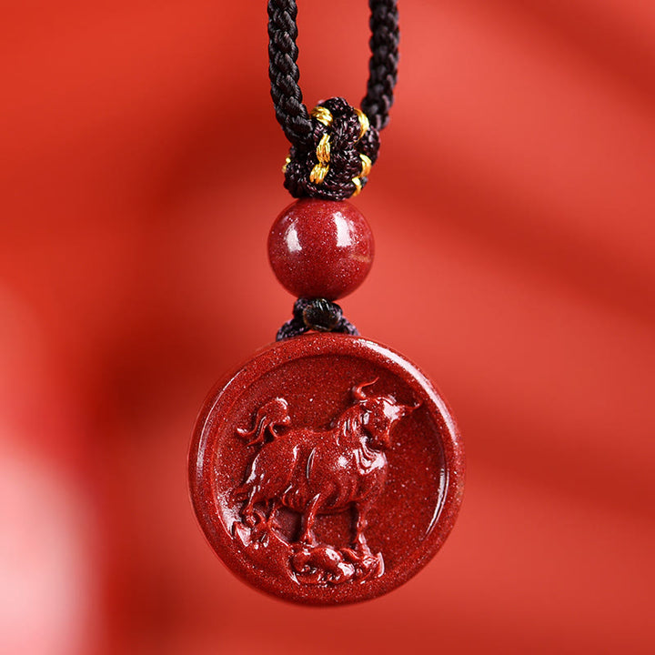 Buddha Stones Zodiaque chinois Cinabre Calme Téléphone Décoration à suspendre Porte-clés Collier Pendentif
