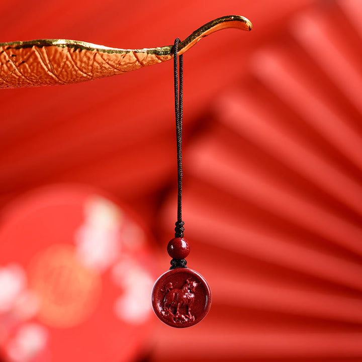 Buddha Stones Zodiaque chinois Cinabre Calme Téléphone Décoration à suspendre Porte-clés Collier Pendentif