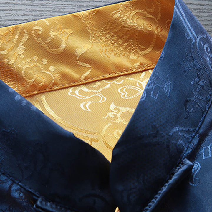 Buddha Stones Ensemble de 2 pièces pour homme avec chemise à manches longues et pantalon à motif de poisson Koi et boutons de grenouille - image 10