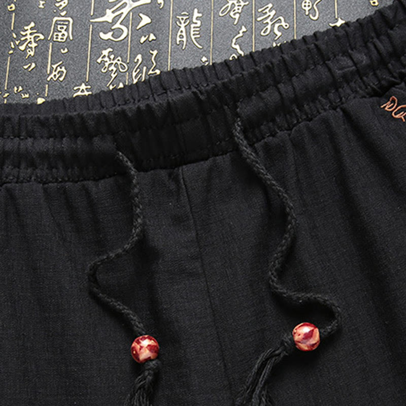 Buddha Stones Ensemble de 2 pièces pour homme avec chemise à manches longues et pantalon à motif de poisson Koi et boutons de grenouille - image 2