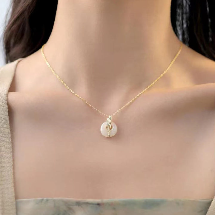 Collier pendentif porte-bonheur en argent sterling 925 avec Buddha Stones et jade Hetian