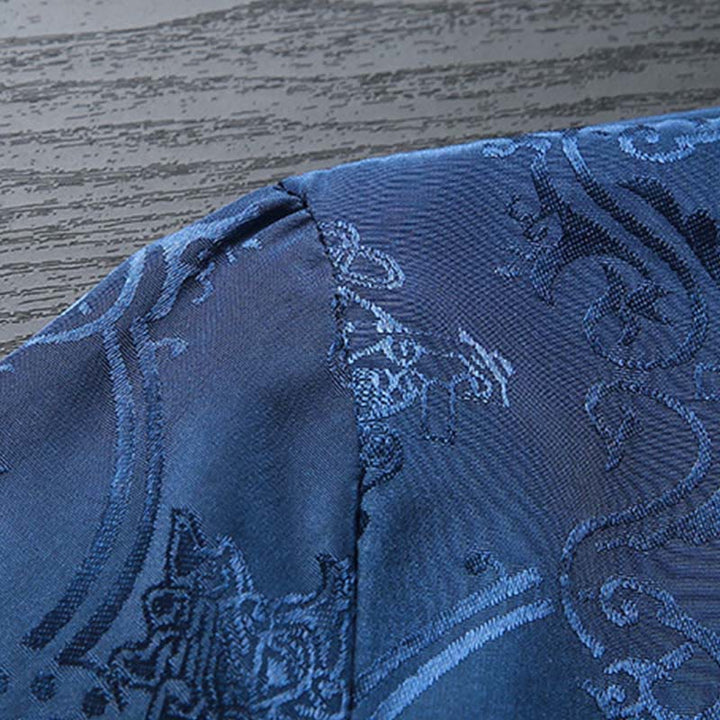 Chemise à manches longues pour homme Buddha Stones Tang Suit à boutons grenouille, motif carpe koï, avec poches - image 2