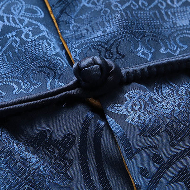 Chemise à manches longues pour homme Buddha Stones Tang Suit à boutons grenouille, motif carpe koï, avec poches - image 5