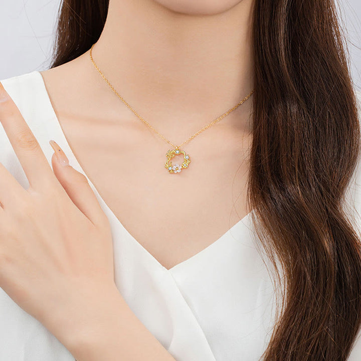 Collier pendentif bénédiction fleur de pêcher papillon coquillage en argent sterling 925 Buddha Stones et zircone cubique - image 7