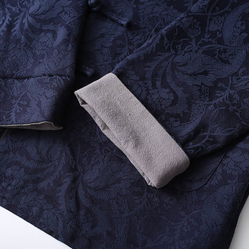 Ensemble 2 pièces pour homme, chemise à manches longues et pantalon en coton à boutons de grenouille, motif vigne jacquard, Buddha Stones - image 6