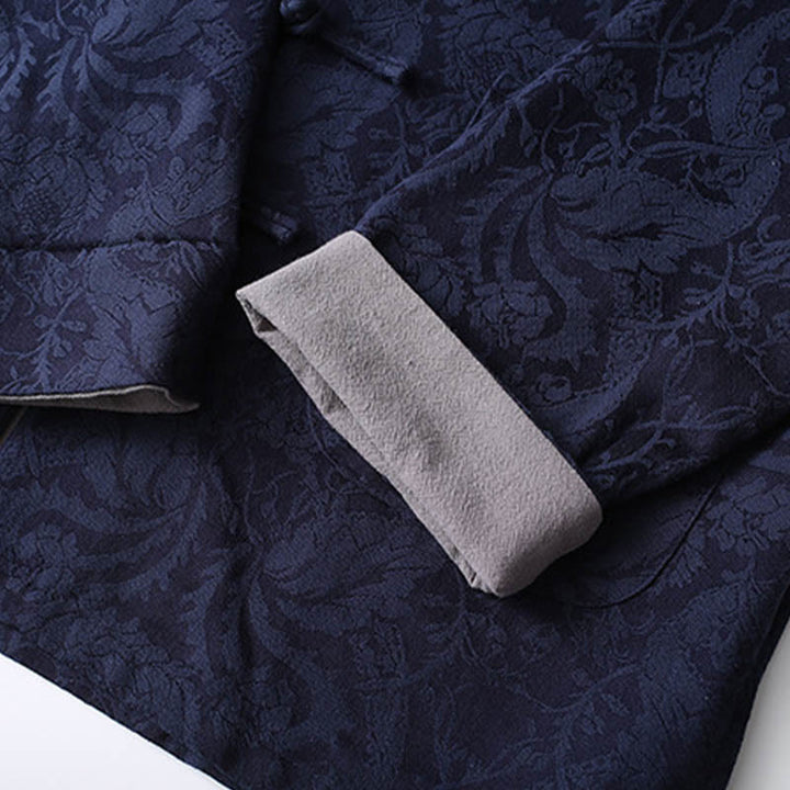 Ensemble 2 pièces pour homme, chemise à manches longues et pantalon en coton à boutons de grenouille, motif vigne jacquard, Buddha Stones - image 6